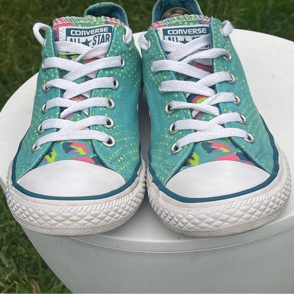 Converse CT All Star Ox Shoes Womens 6.5 Youth 5 Blue Neon Polka Sneaker 654216F - Picture 6 of 14
